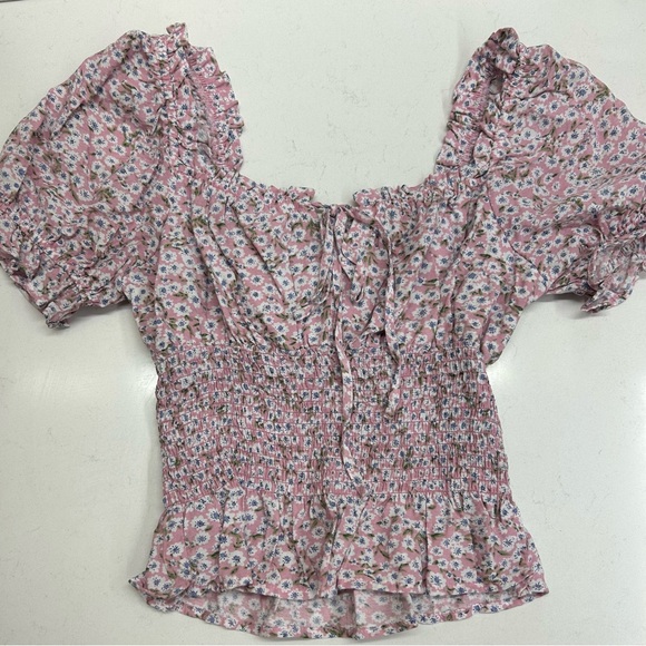 Suite 2939 Tops - Suite 2939‎ Floral Pink Peasant Top Size Small